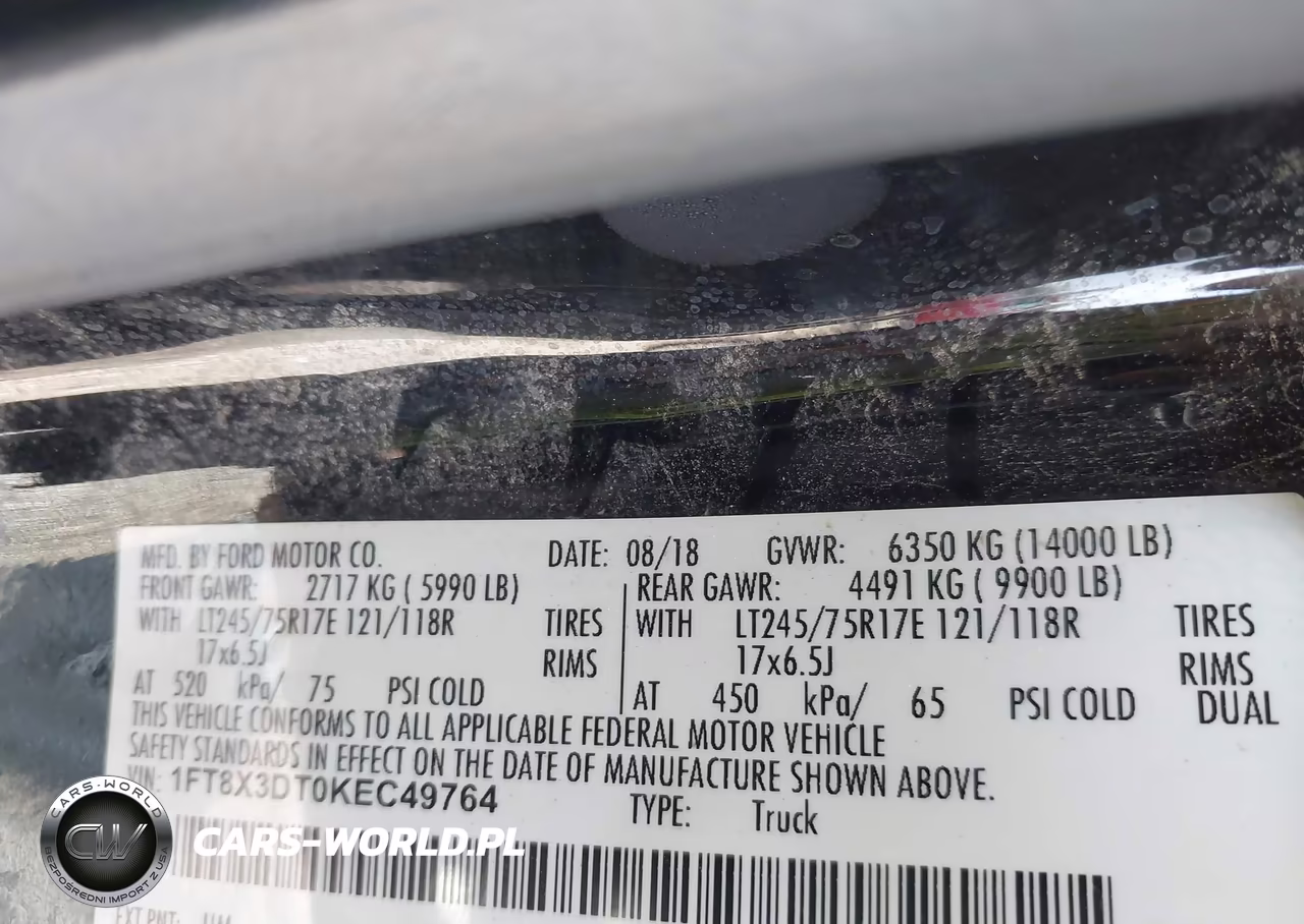 2019 Ford F-350 Xlt VIN:1FT8X3DT0KEC49764 - 8