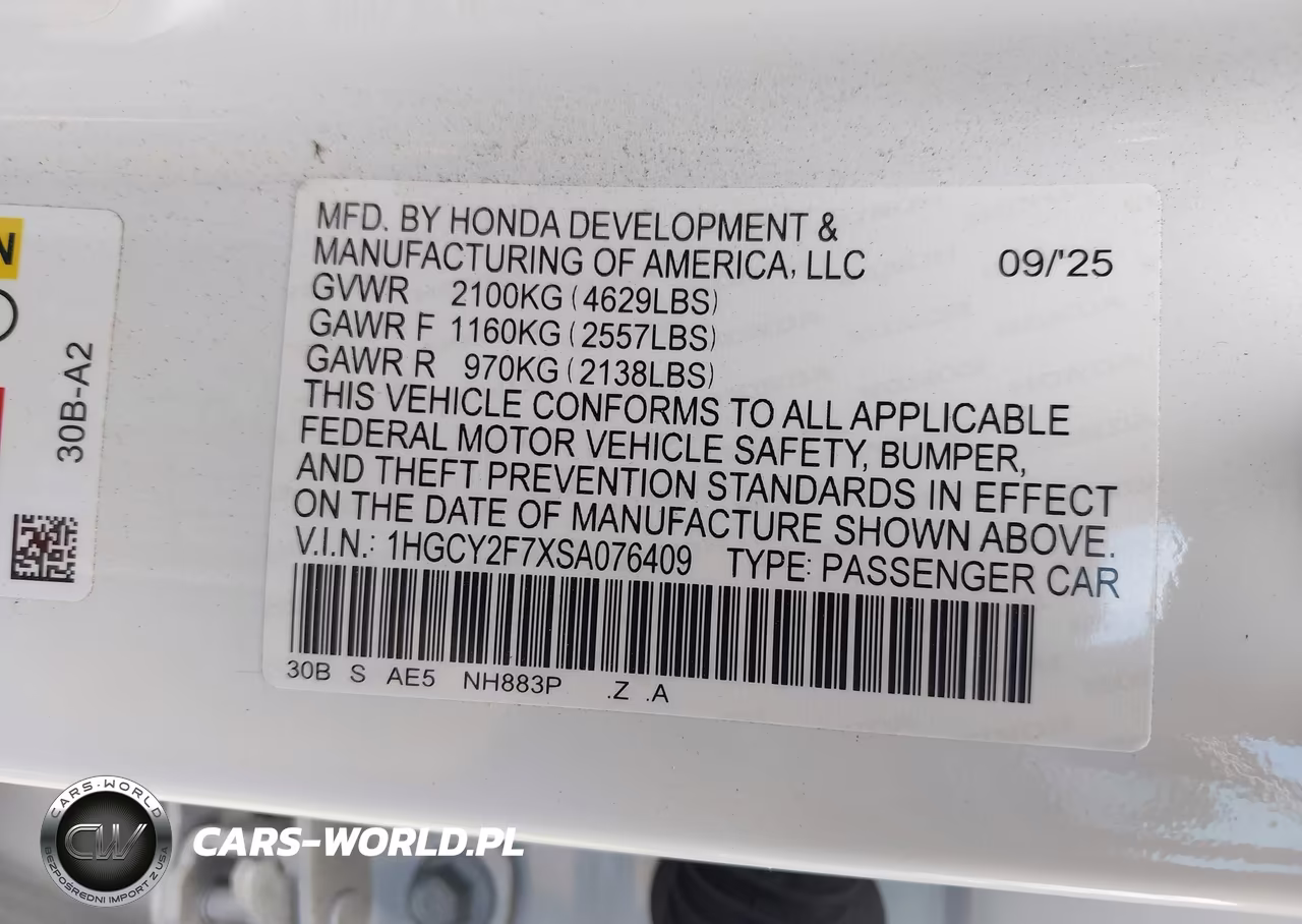 2025 Honda Accord Hybrid Sport-L VIN:1HGCY2F7XSA076409 - 9