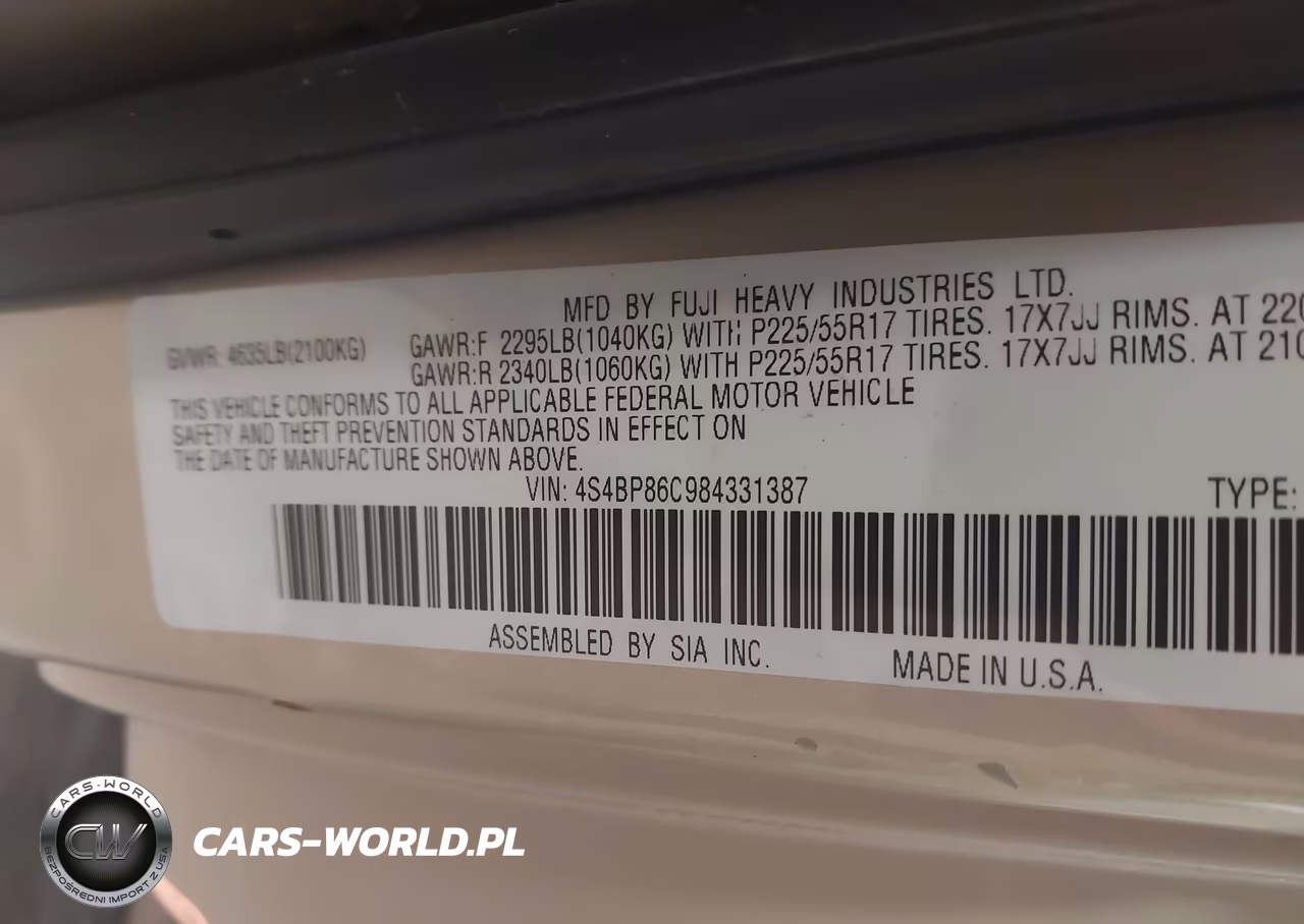 2008 Subaru Outback 3.0R L.l. Bean Edition VIN:4S4BP86C984331387 - 9