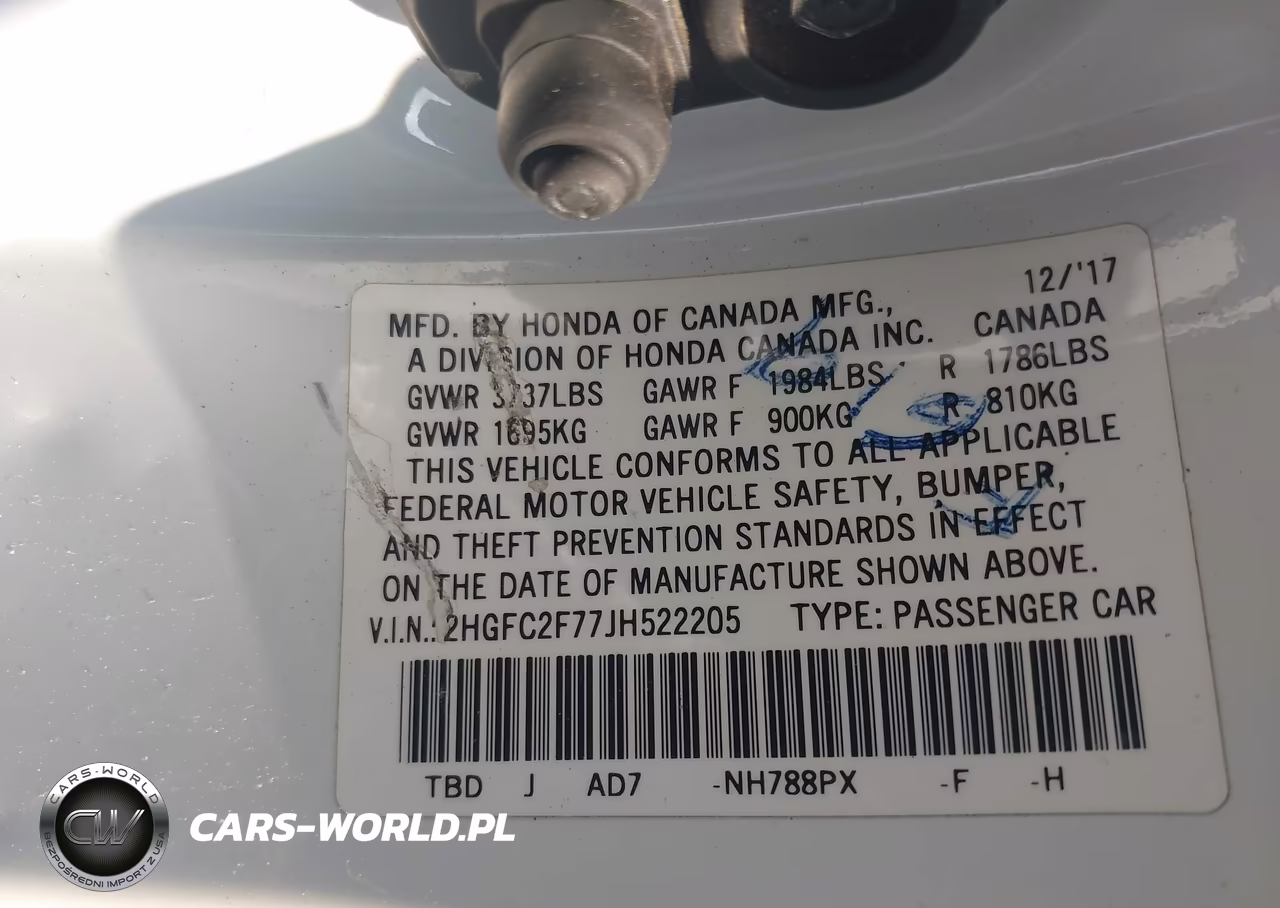 2018 Honda Civic Ex VIN:2HGFC2F77JH522205 - 9