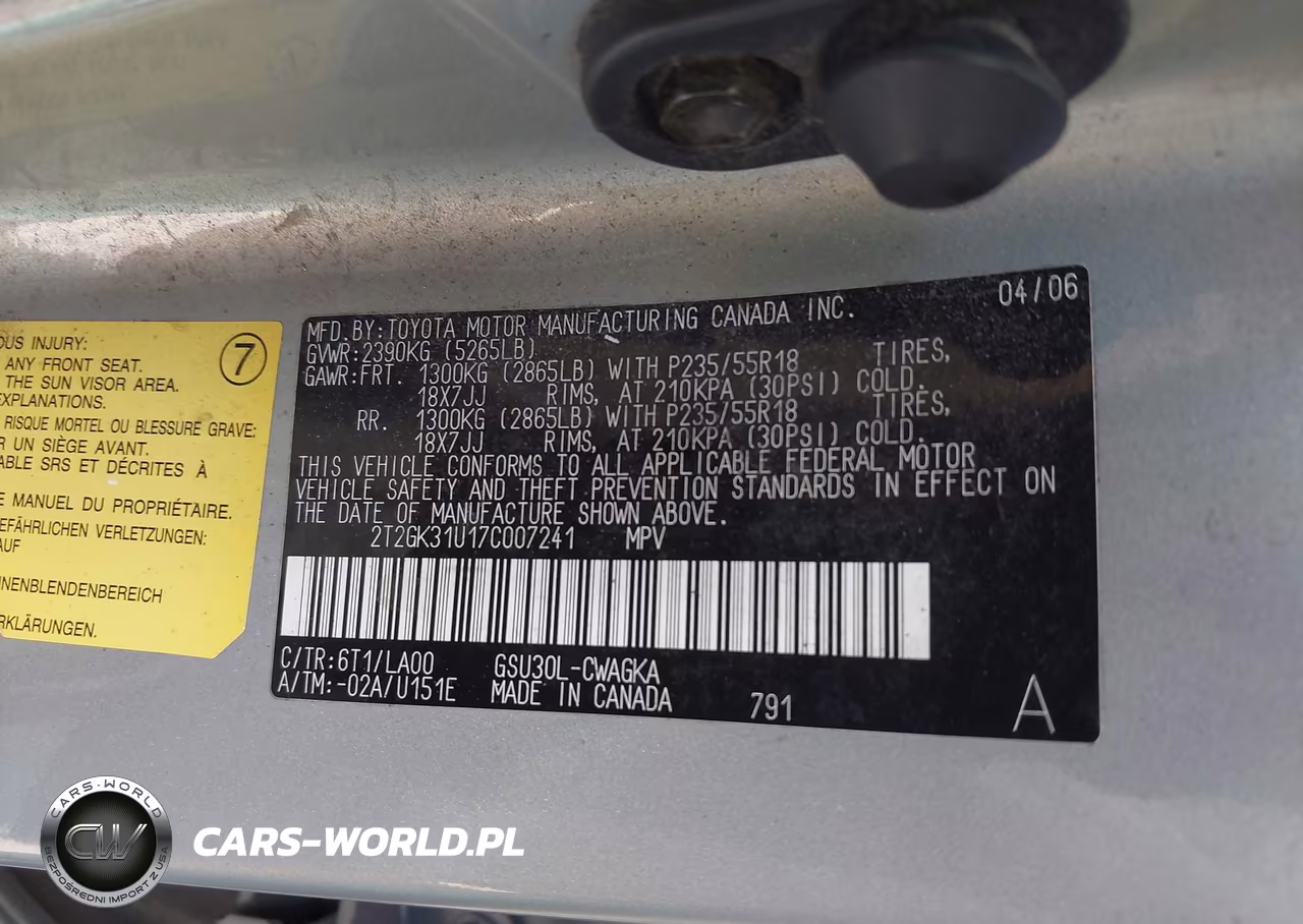 2007 Lexus Rx 350 VIN:2T2GK31U17C007241 - 9