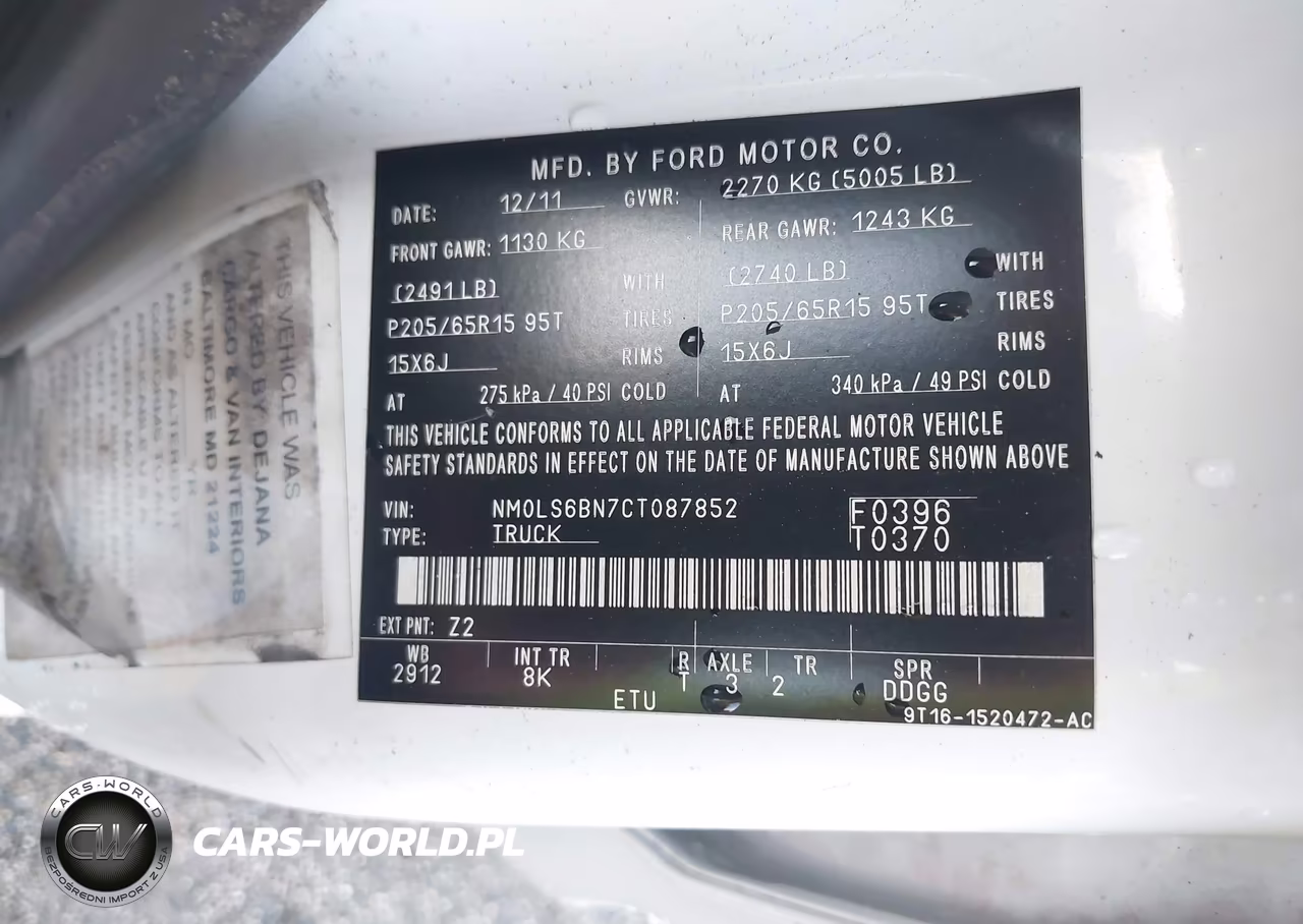 2012 Ford Transit Connect Xlt VIN:NM0LS6BN7CT087852 - 9