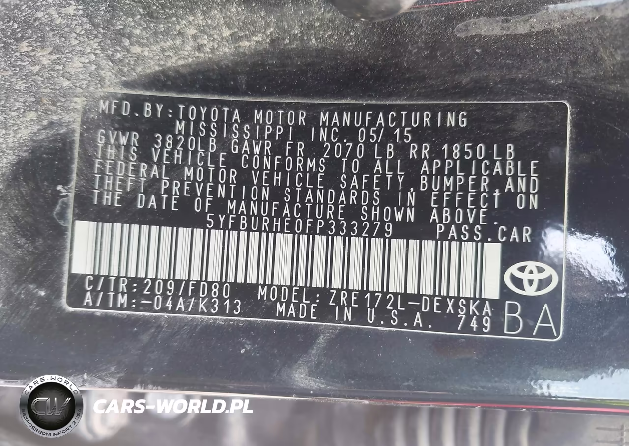 2015 Toyota Corolla S Plus VIN:5YFBURHE0FP333279 - 9