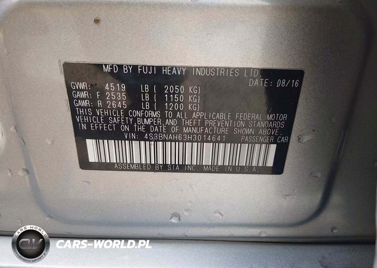 2017 Subaru Legacy 2.5I Premium VIN:4S3BNAH63H3014641 - 9