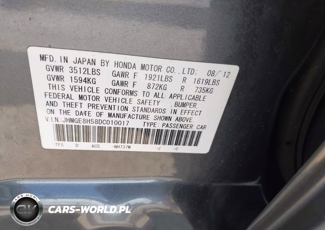 2013 Honda Fit Sport VIN:JHMGE8H58DC010017 - 9