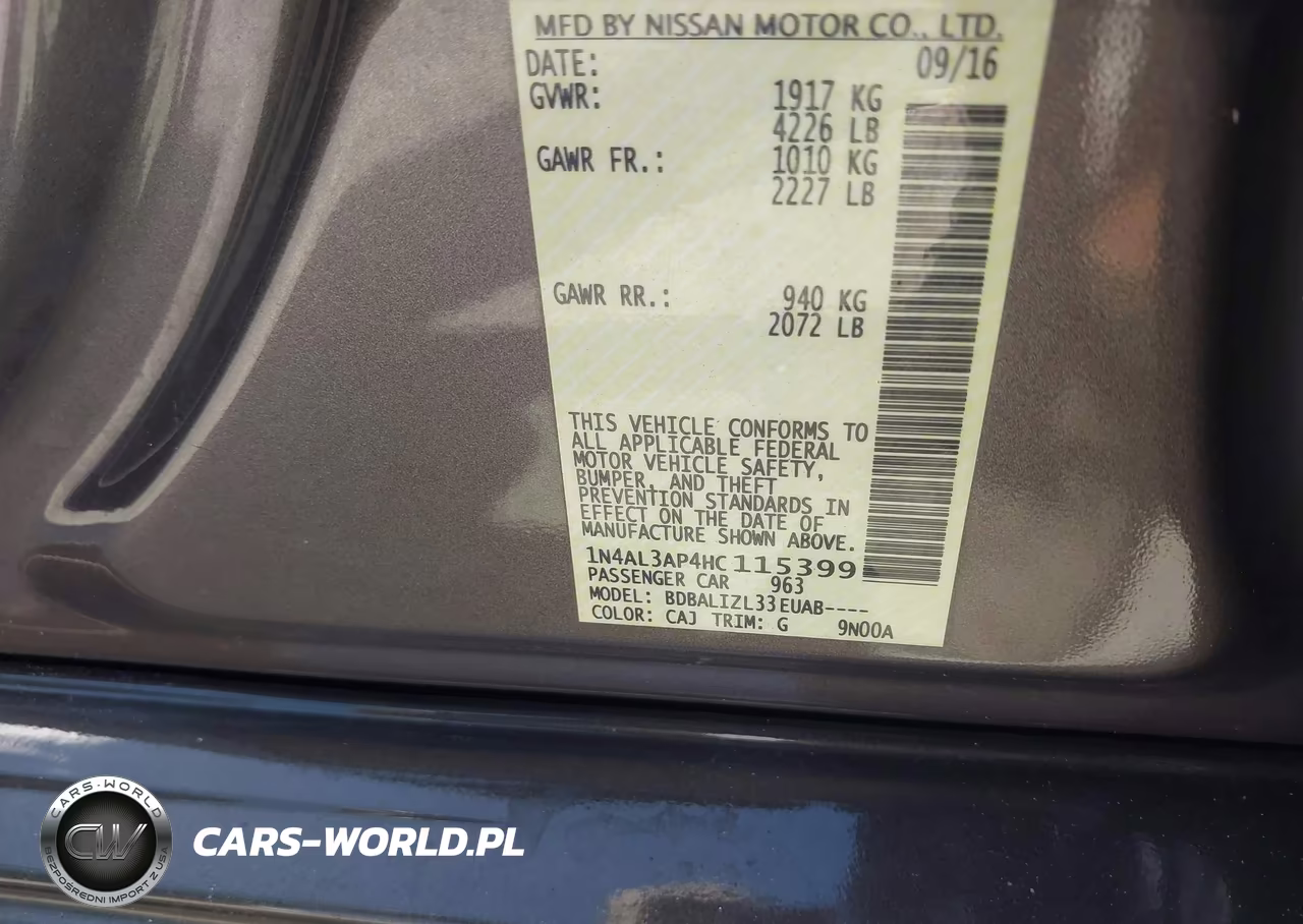 2017 Nissan Altima 2.5-2.5 S-2.5 Sl-2.5 Sr-2.5 Sv VIN:1N4AL3AP4HC115399 - 9