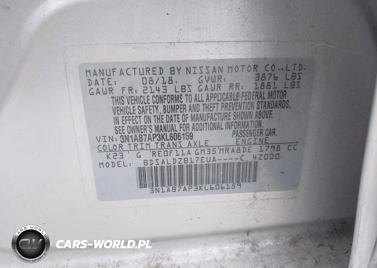 2019 Nissan Sentra Sv VIN:3N1AB7AP3KL606159 - 9