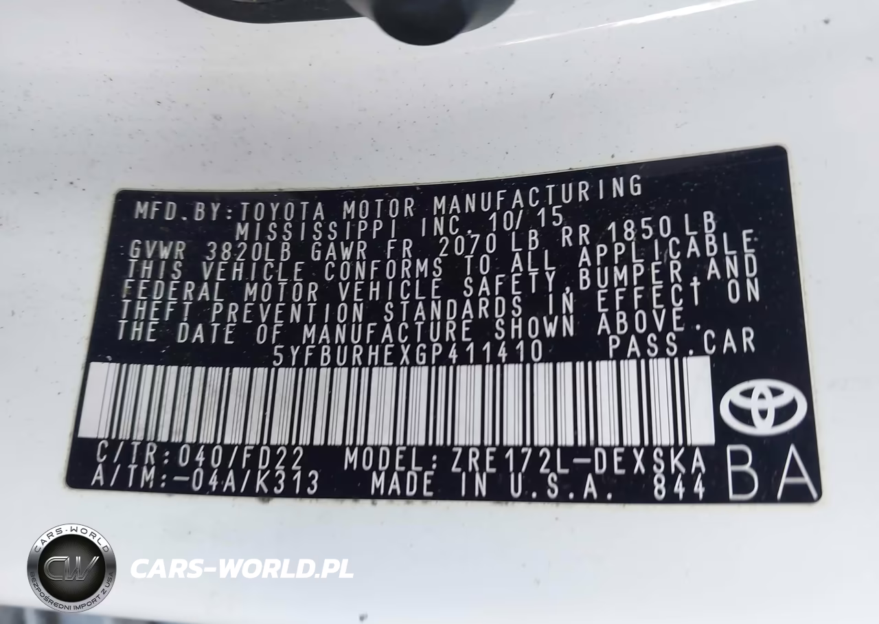 2016 Toyota Corolla S Plus VIN:5YFBURHEXGP411410 - 9