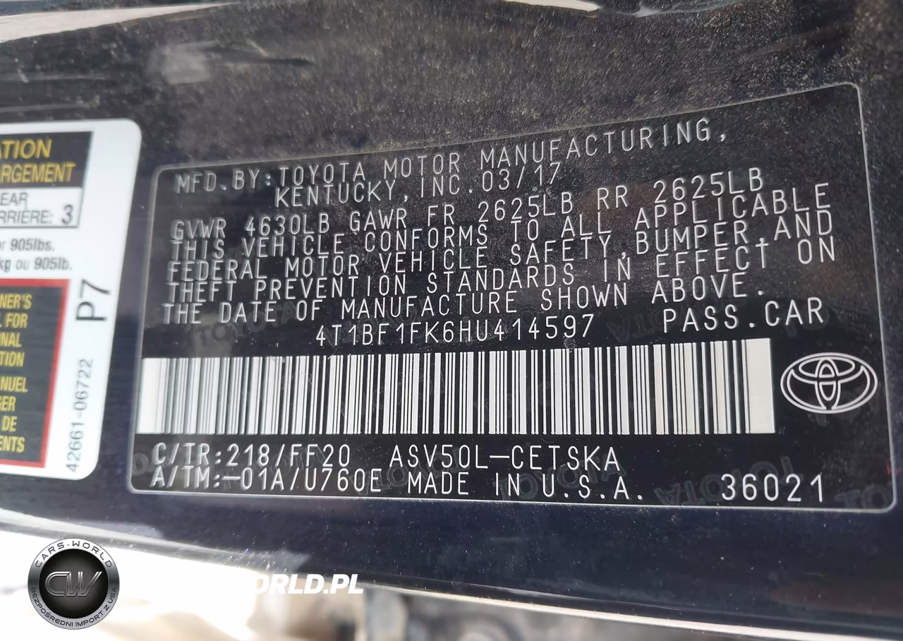 2017 Toyota Camry Se VIN:4T1BF1FK6HU414597 - 9