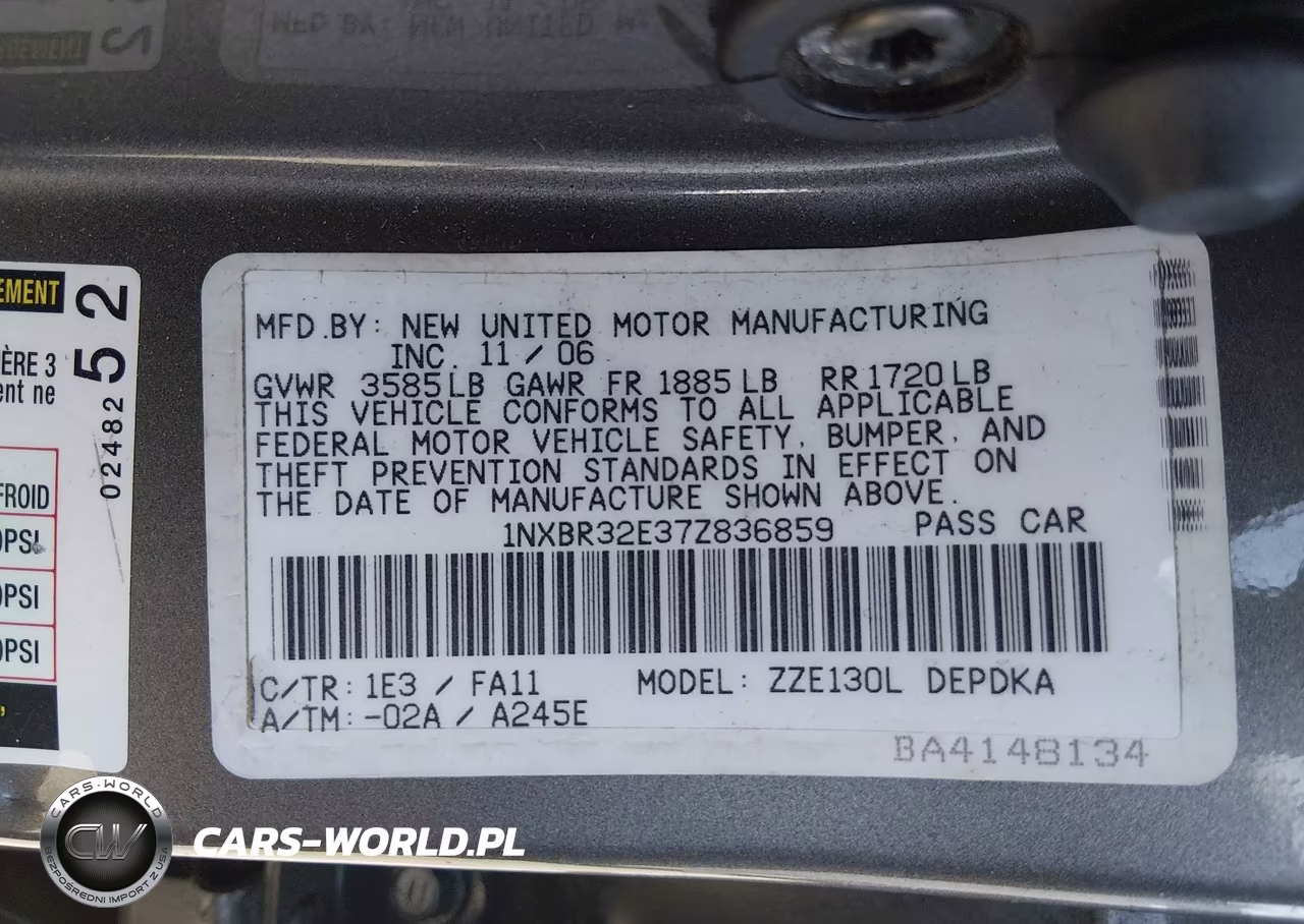 2007 Toyota Corolla Ce VIN:1NXBR32E37Z836859 - 9