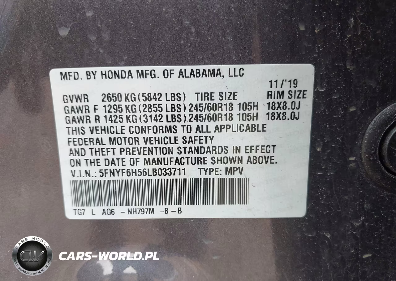 2020 Honda Pilot Awd Ex-L VIN:5FNYF6H56LB033711 - 9