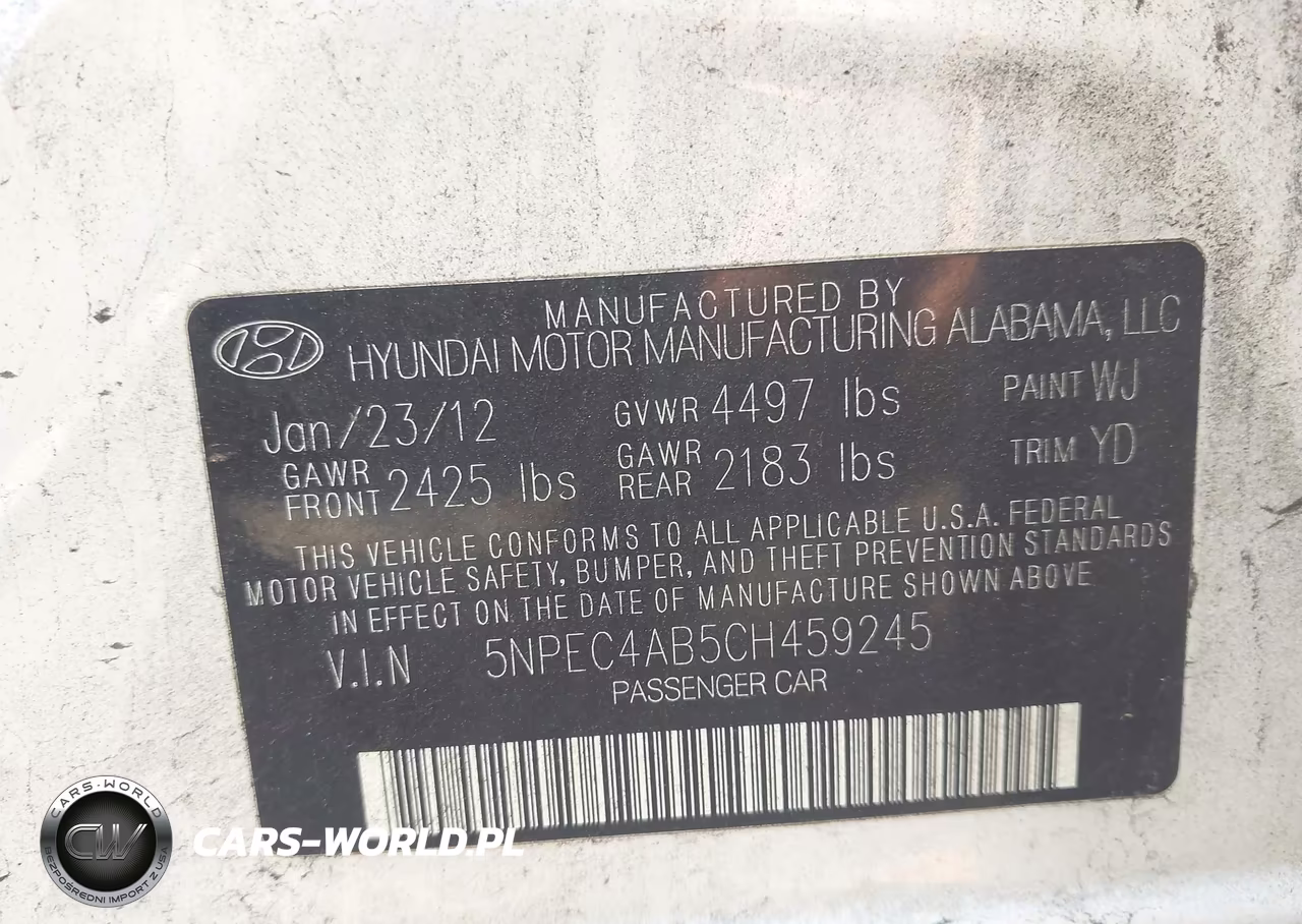 2012 Hyundai Sonata Limited 2.0T VIN:5NPEC4AB5CH459245 - 9