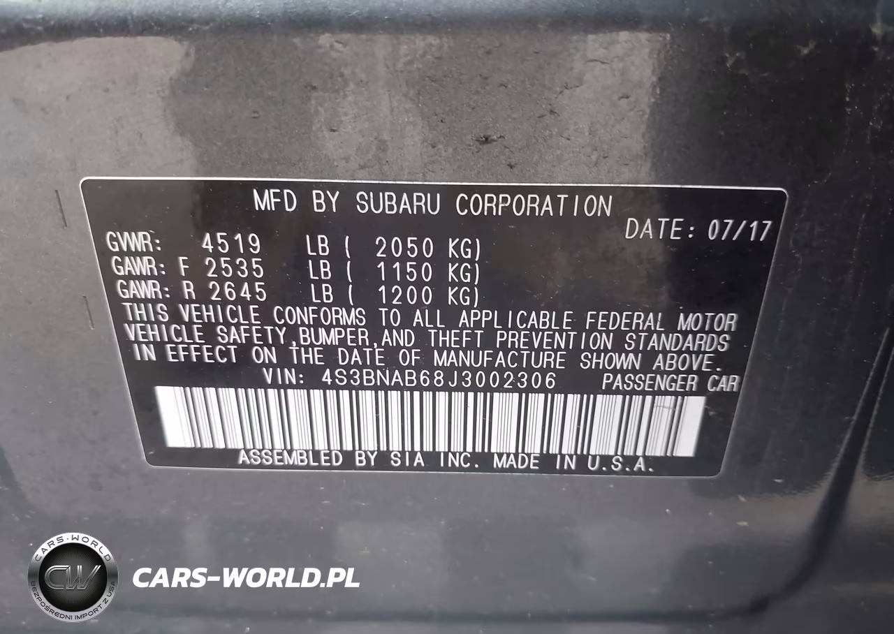 2018 Subaru Legacy 2.5I VIN:4S3BNAB68J3002306 - 9