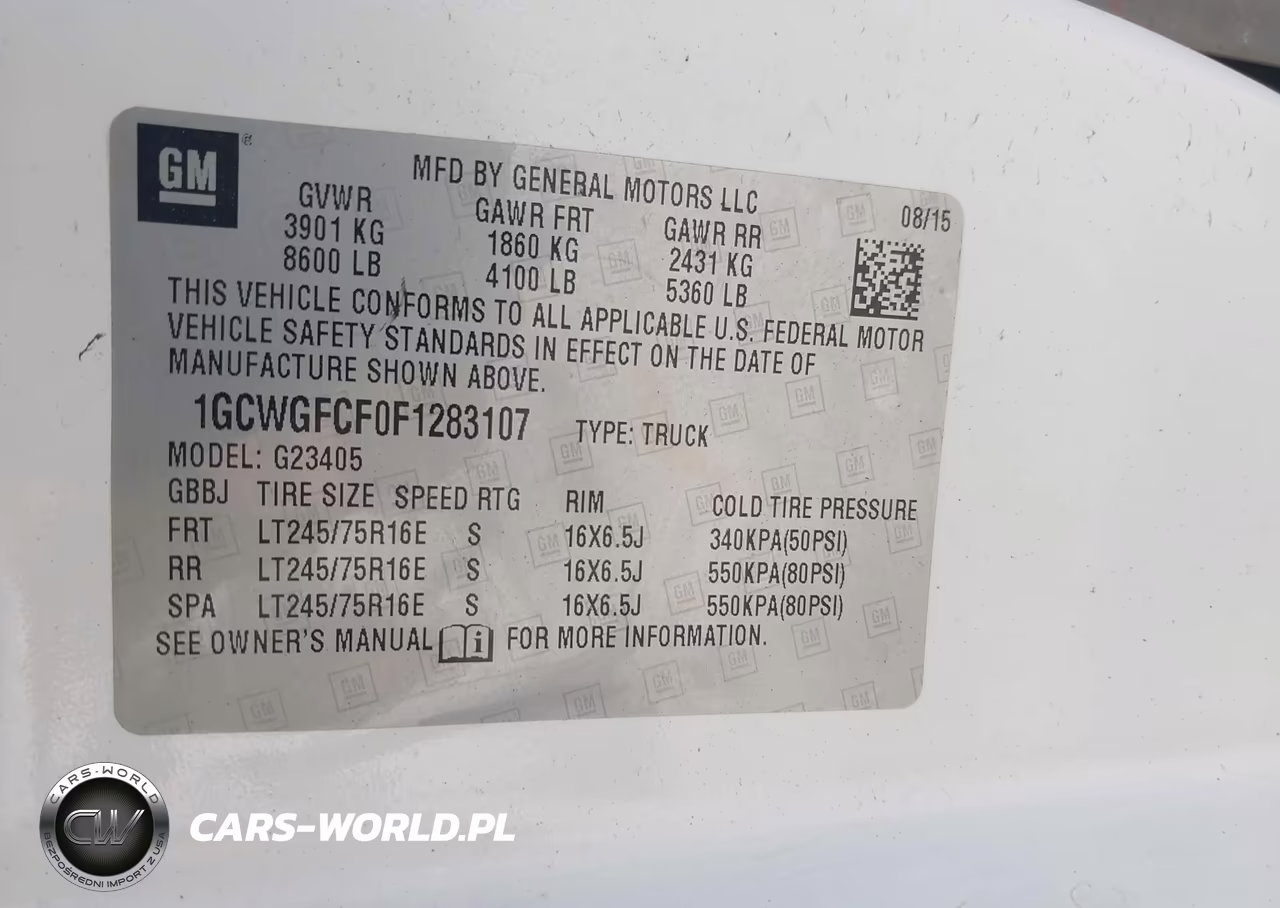 2015 Chevrolet Express 2500 Work Van VIN:1GCWGFCF0F1283107 - 9