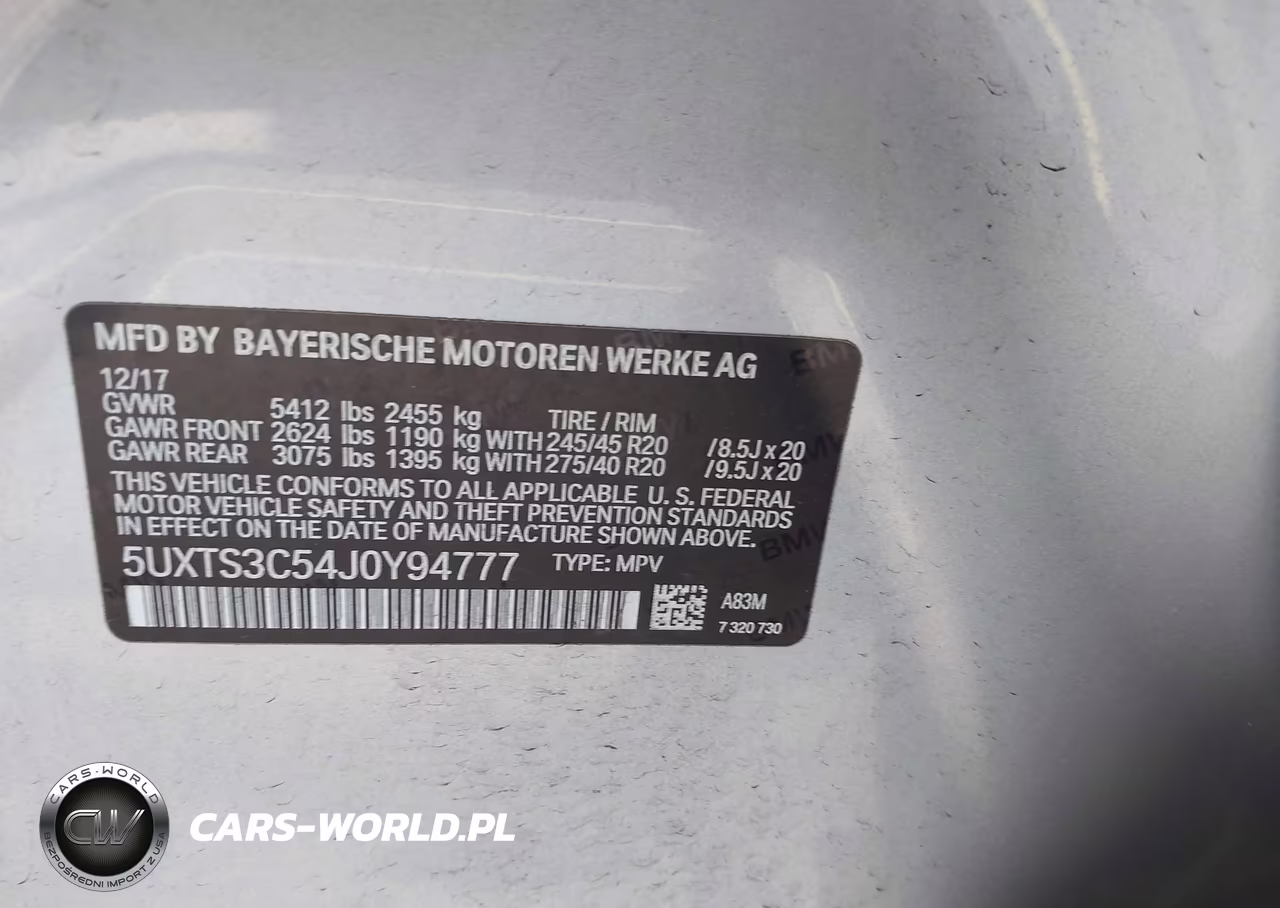2018 BMW X3 M40I VIN:5UXTS3C54J0Y94777 - 9