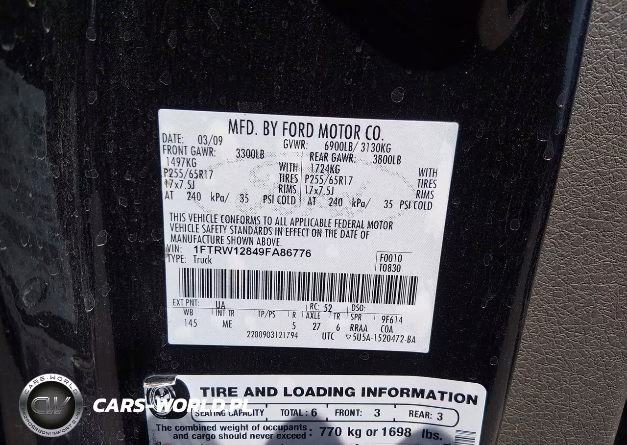2009 Ford F-150 Xl-Xlt VIN:1FTRW12849FA86776 - 9