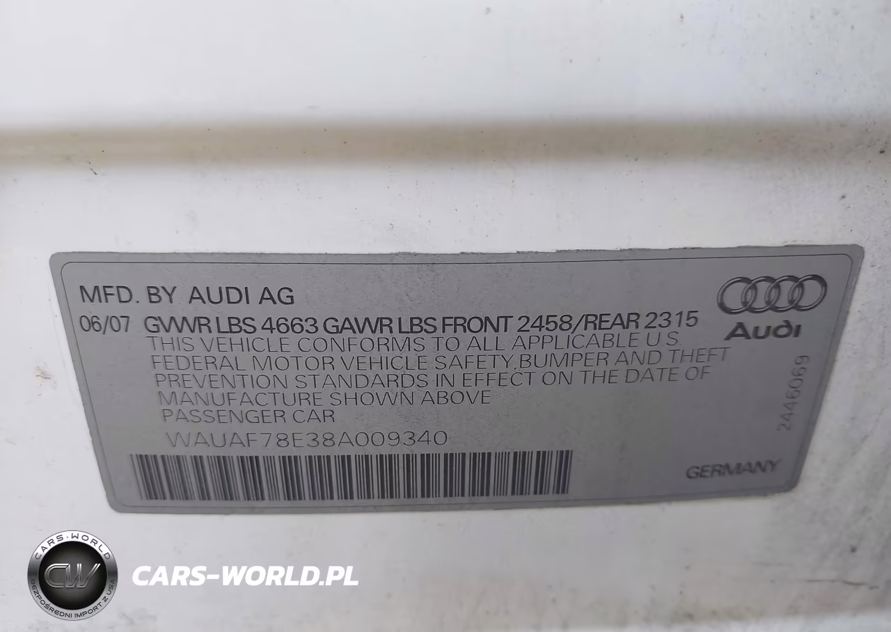 2008 Audi A4 2.0T VIN:WAUAF78E38A009340 - 9