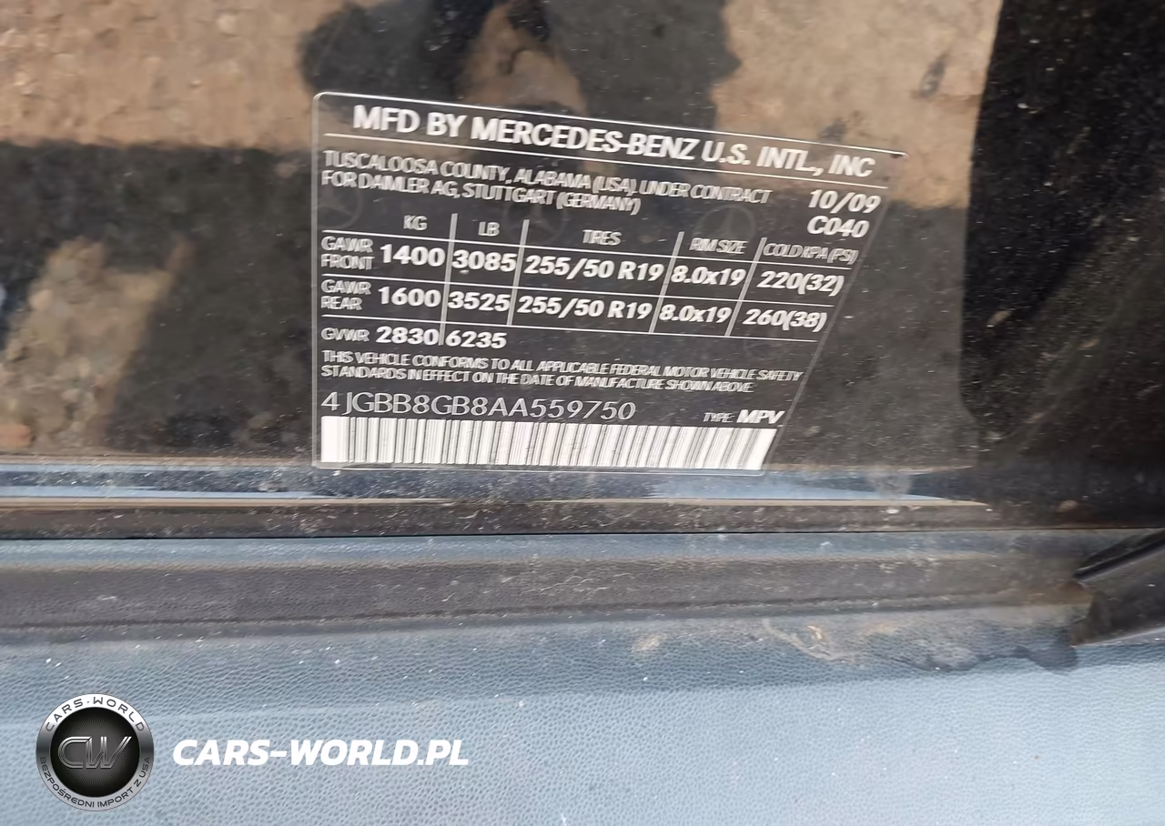 2010 Mercedes-Benz Ml 350 4Matic VIN:4JGBB8GB8AA559750 - 9