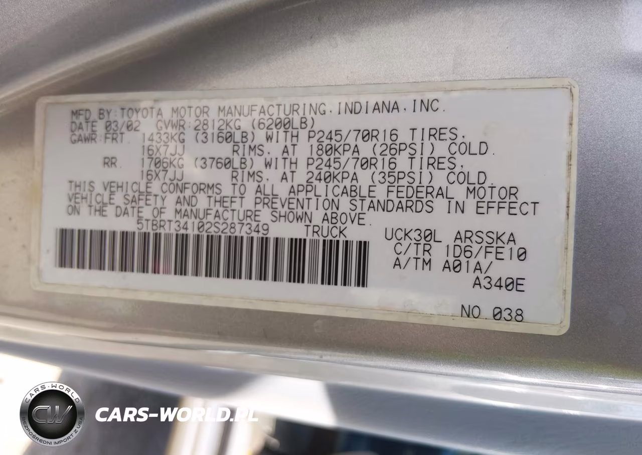 2002 Toyota Tundra Sr5 V8 VIN:5TBRT34102S287349 - 9