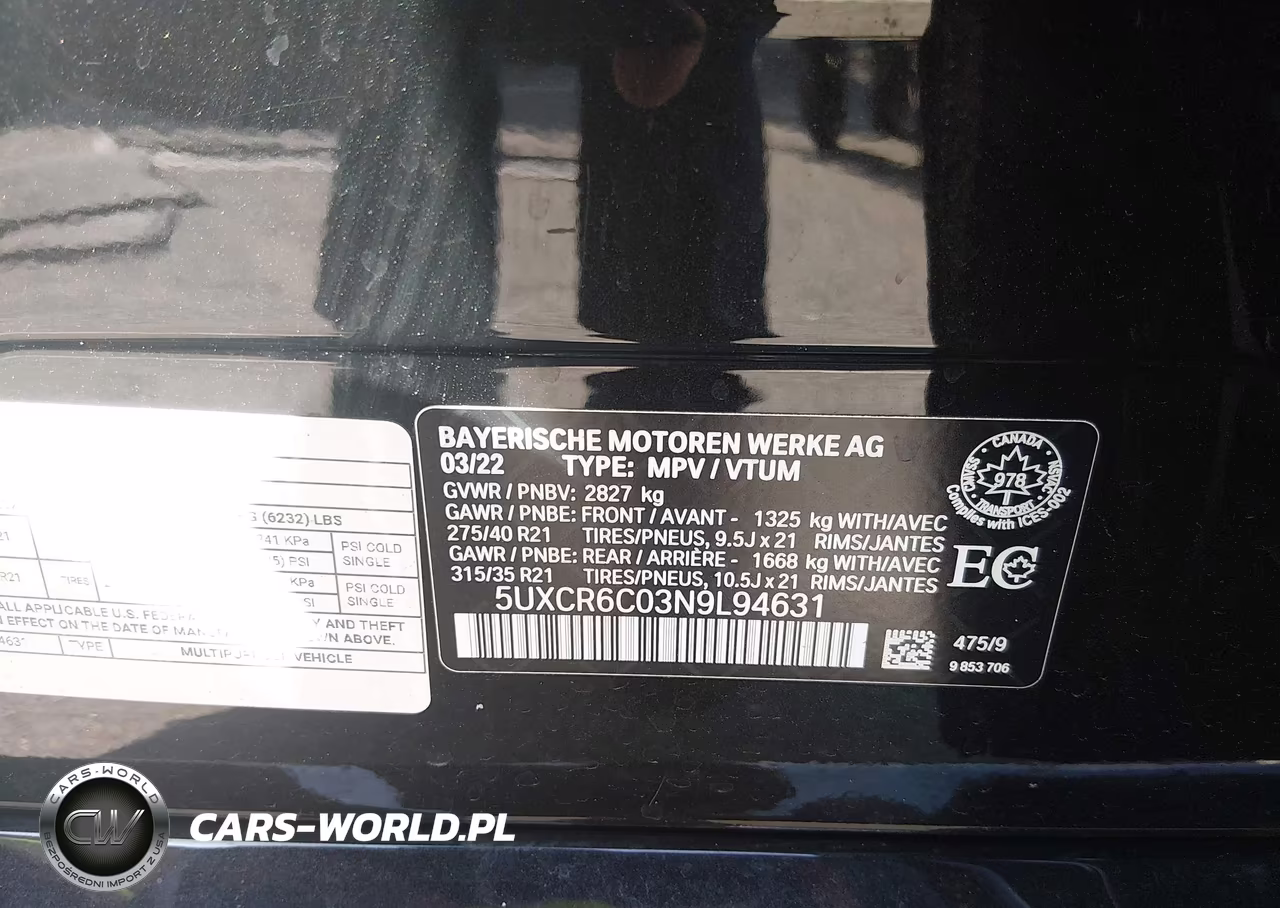 2022 BMW X5 xDrive40I VIN:5UXCR6C03N9L94631 - 9