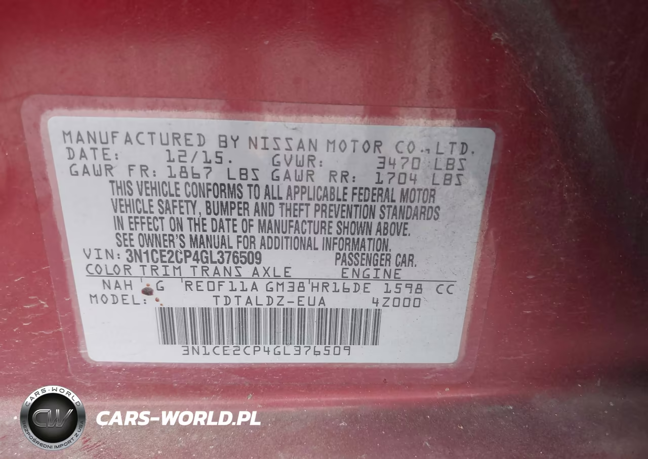 2016 Nissan Versa Note S (Sr)-S Plus-Sl-Sr-Sv VIN:3N1CE2CP4GL376509 - 9