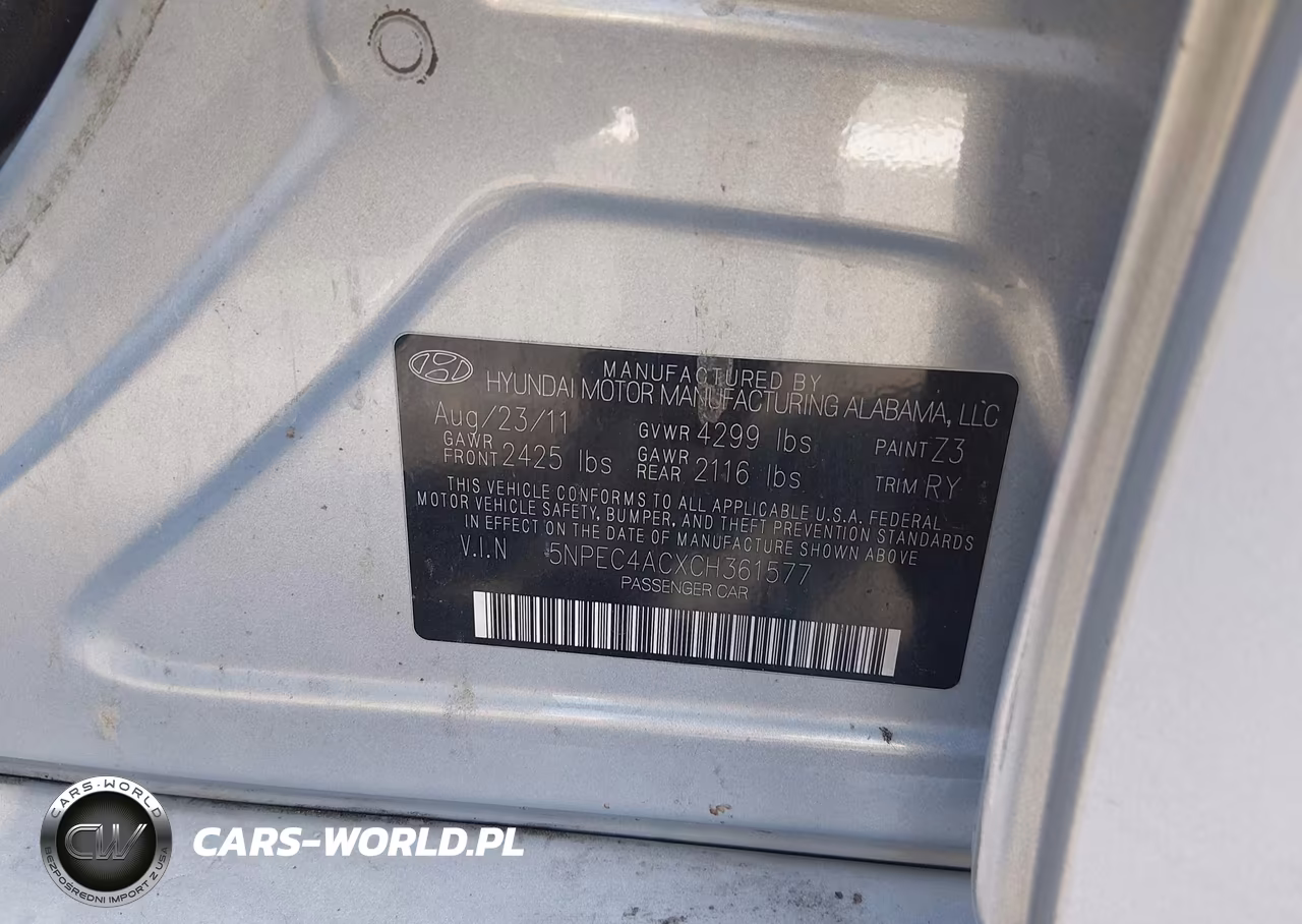2012 Hyundai Sonata Se VIN:5NPEC4ACXCH361577 - 9
