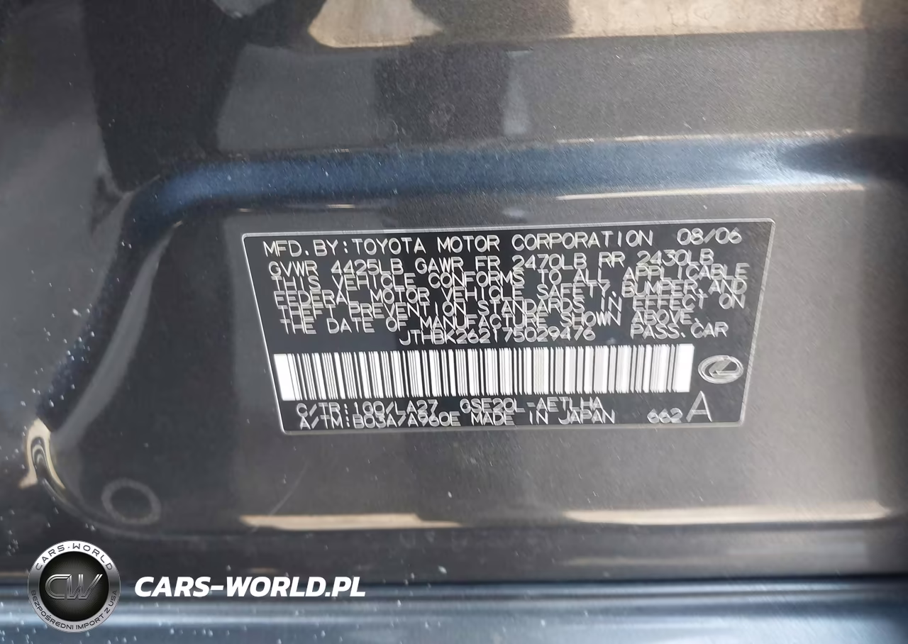 2007 Lexus Is 250 VIN:JTHBK262175029476 - 9