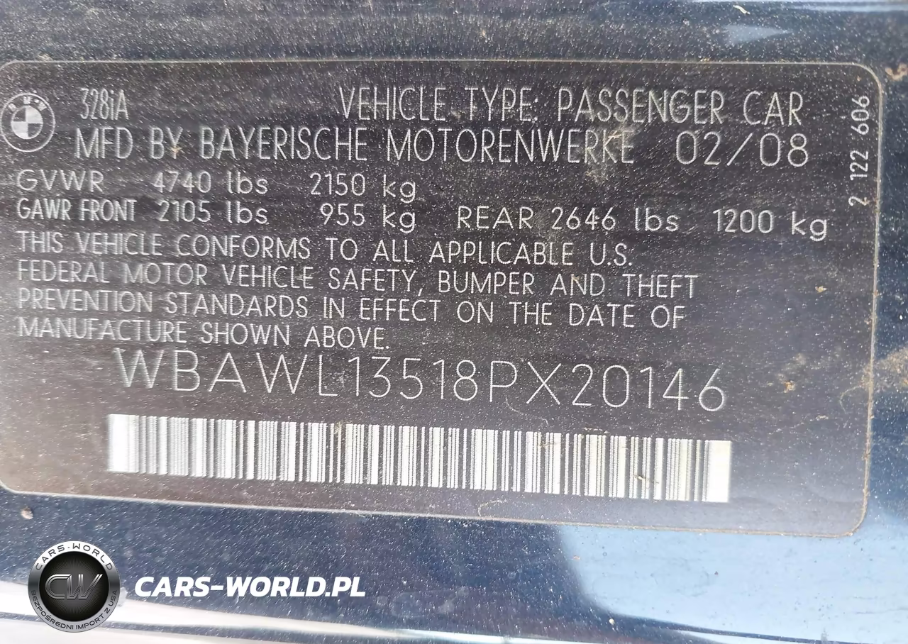 2008 BMW 328I VIN:WBAWL13518PX20146 - 9
