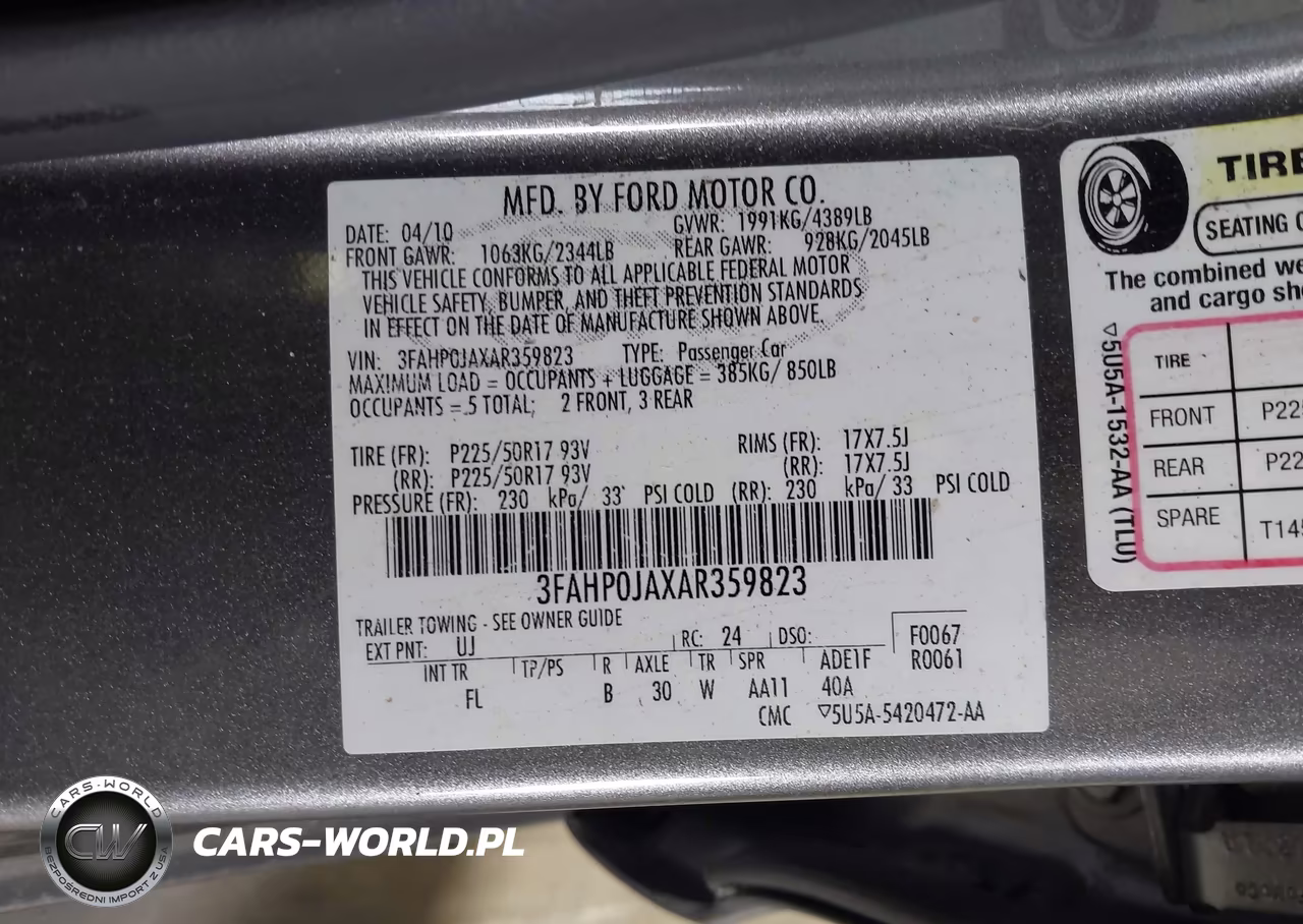2010 Ford Fusion Sel VIN:3FAHP0JAXAR359823 - 9