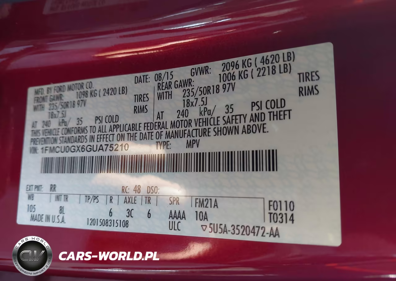 2016 Ford Escape Se VIN:1FMCU0GX6GUA75210 - 9