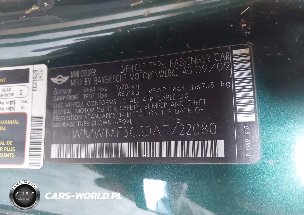 2010 Mini Cooper VIN:WMWMF3C50ATZ22080 - 9