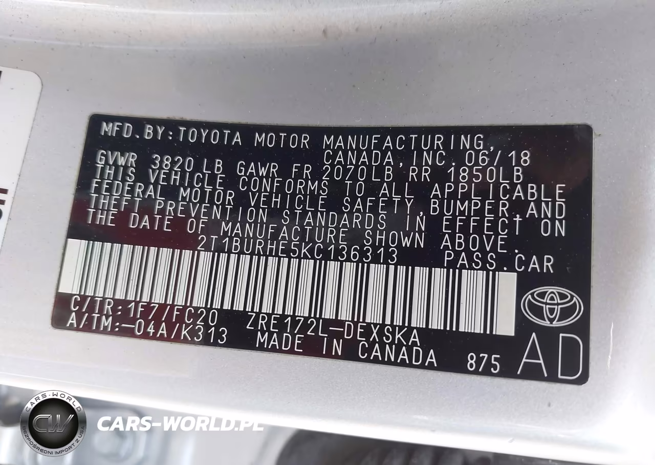 2019 Toyota Corolla Se VIN:2T1BURHE5KC136313 - 9