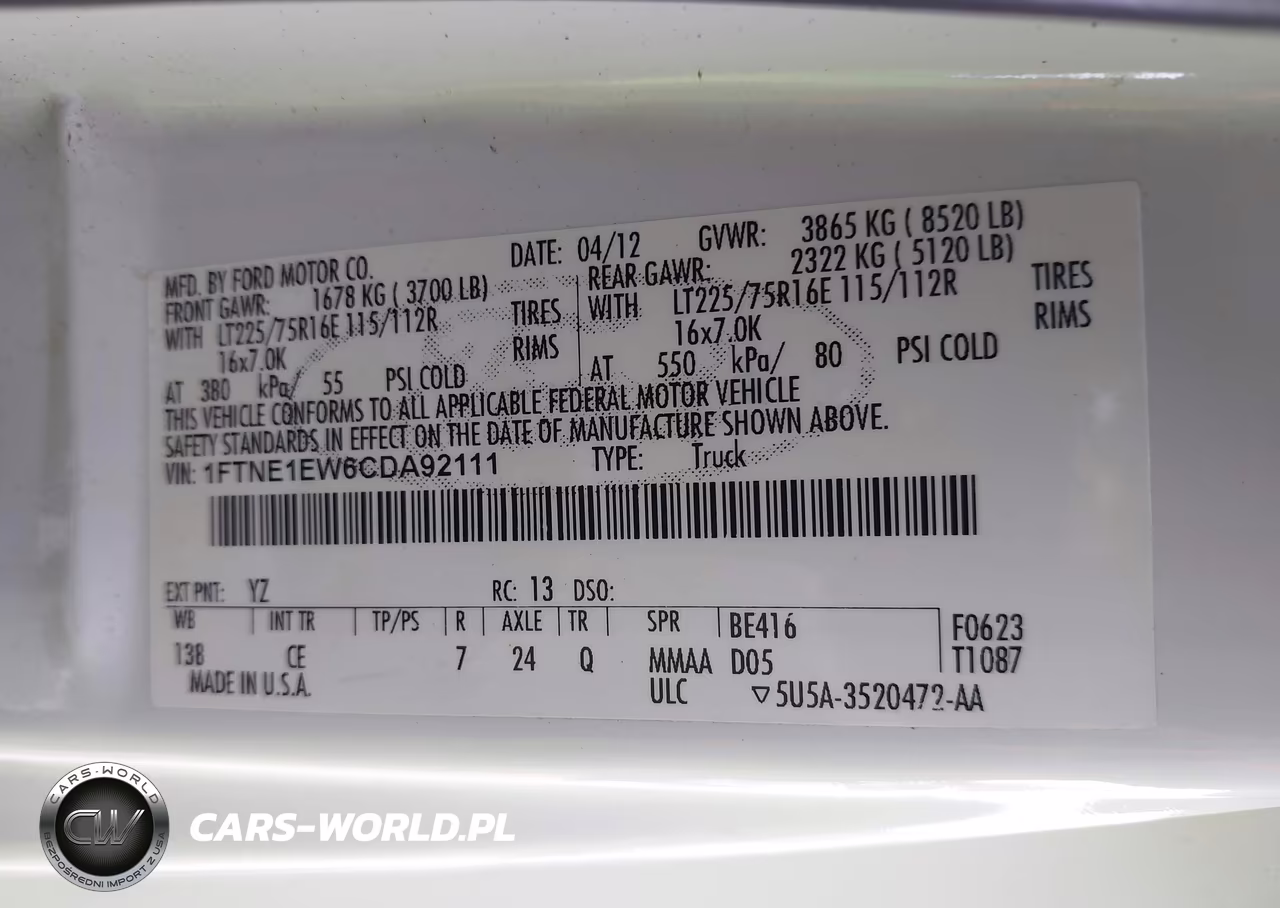 2012 Ford E-150 Commercial VIN:1FTNE1EW6CDA92111 - 9