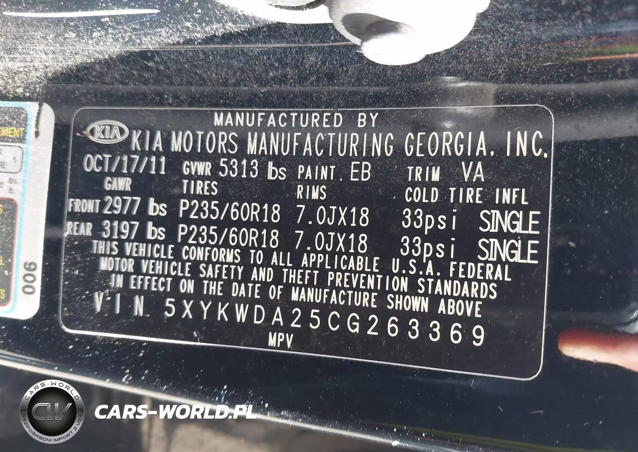 2012 Kia Sorento Sx V6 VIN:5XYKWDA25CG263369 - 9