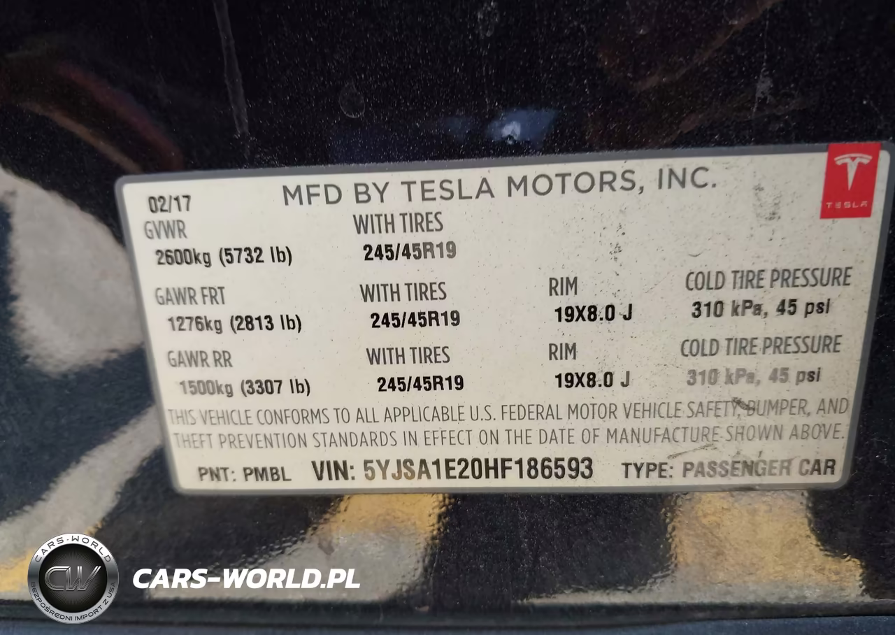 2017 Tesla Model S 100D-60D-75D-90D-P100D VIN:5YJSA1E20HF186593 - 9