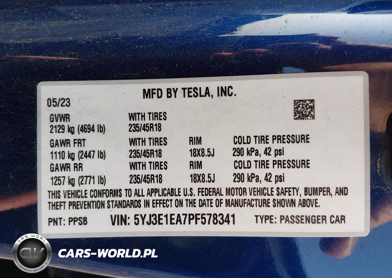 2023 Tesla Model 3 Rear-Wheel Drive VIN:5YJ3E1EA7PF578341 - 9