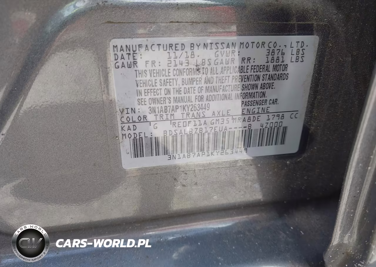 2019 Nissan Sentra S VIN:3N1AB7AP1KY263449 - 9