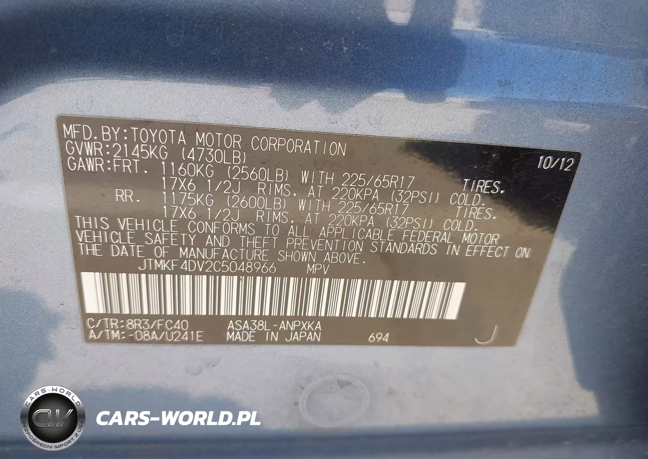 2012 Toyota Rav4 VIN:JTMKF4DV2C5048966 - 9