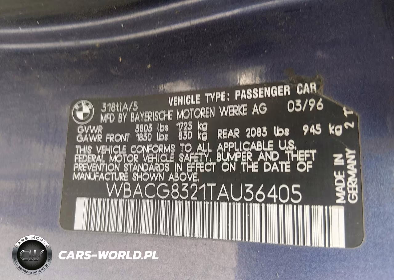 1996 BMW 318 Ti Automatic VIN:WBACG8321TAU36405 - 9