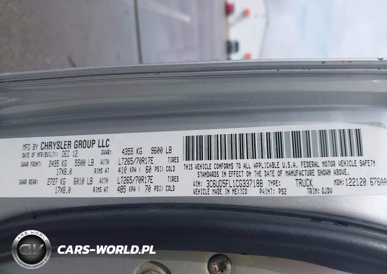 2012 Ram 2500 Laramie VIN:3C6UD5FL1CG337188 - 17