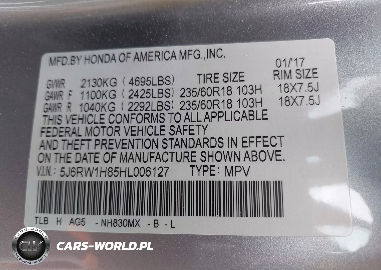 2017 Honda Cr-V Ex-L-Ex-L Navi VIN:5J6RW1H85HL006127 - 9