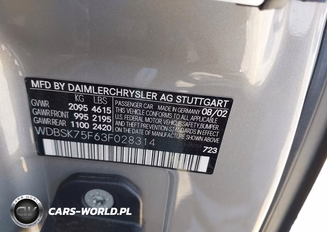 2003 Mercedes-Benz Sl 500 VIN:WDBSK75F63F028314 - 9