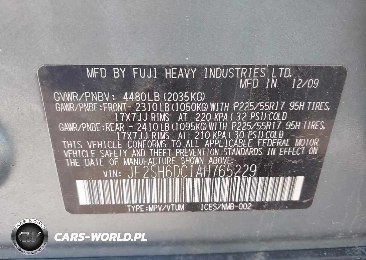 2010 Subaru Forester 2.5X Limited VIN:JF2SH6DC1AH765229 - 9
