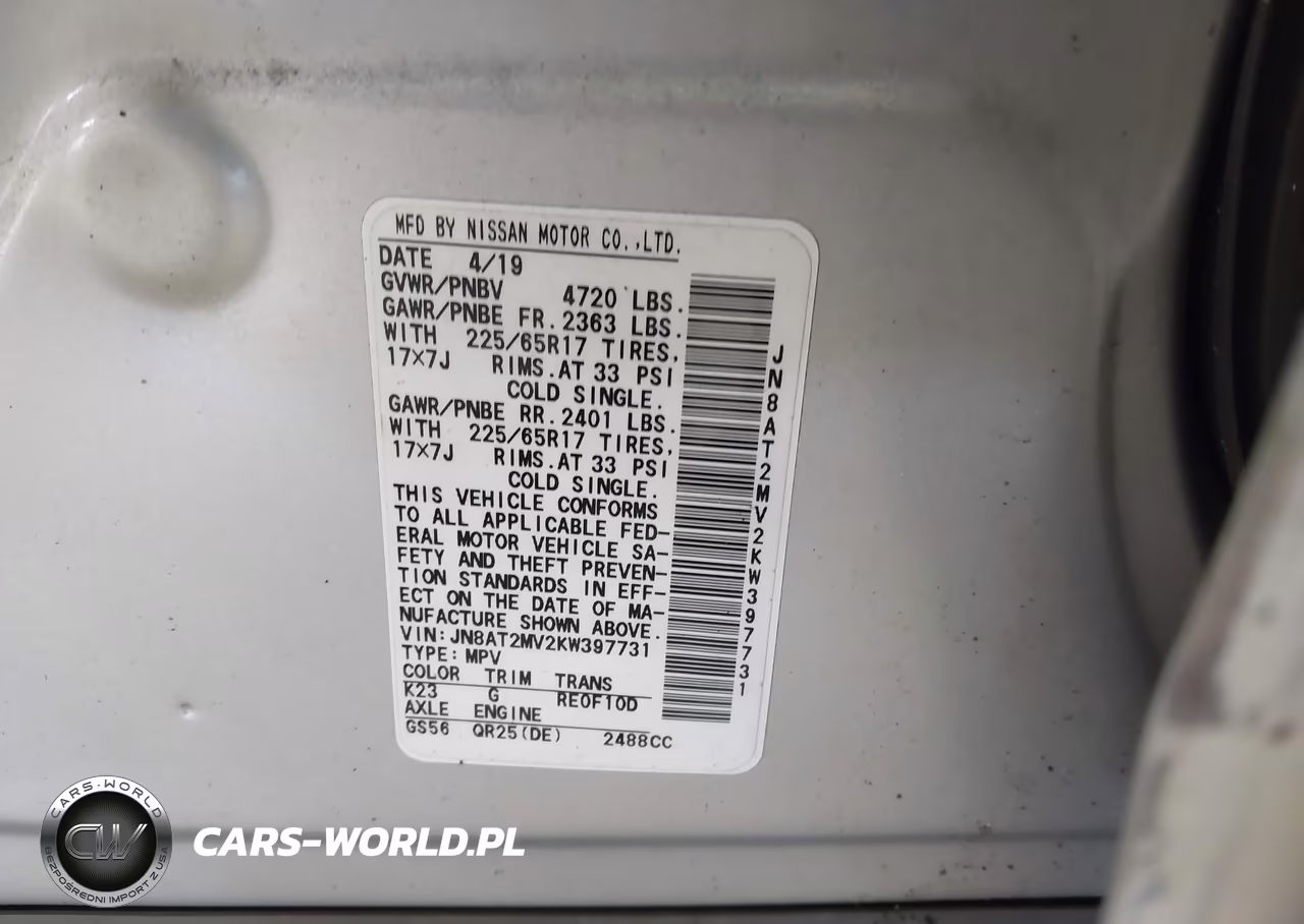 2019 Nissan Rogue Sv VIN:JN8AT2MV2KW397731 - 9