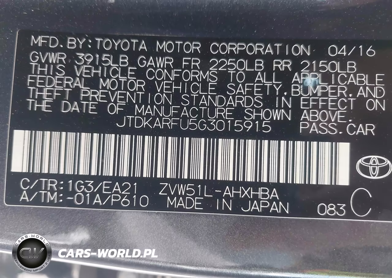 2016 Toyota Prius Three Touring VIN:JTDKARFU5G3015915 - 9