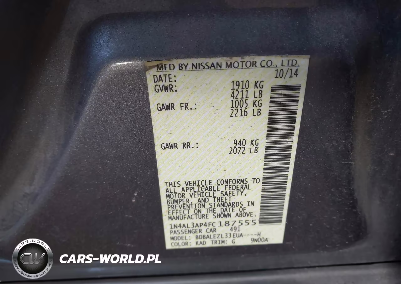 2015 Nissan Altima 2.5 S VIN:1N4AL3AP4FC187555 - 9