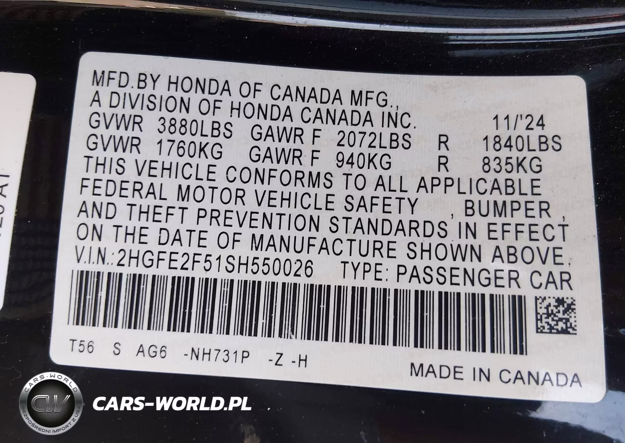 2025 Honda Civic Sport VIN:2HGFE2F51SH550026 - 9