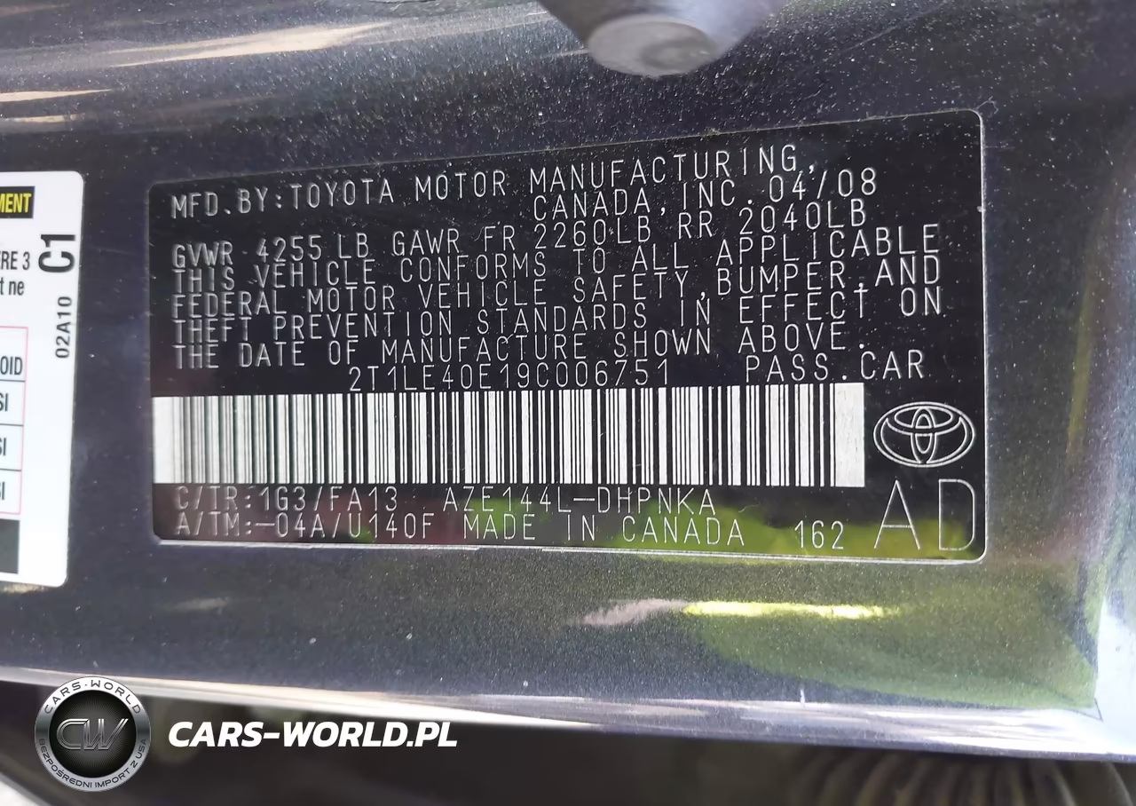 2009 Toyota Matrix S VIN:2T1LE40E19C006751 - 9