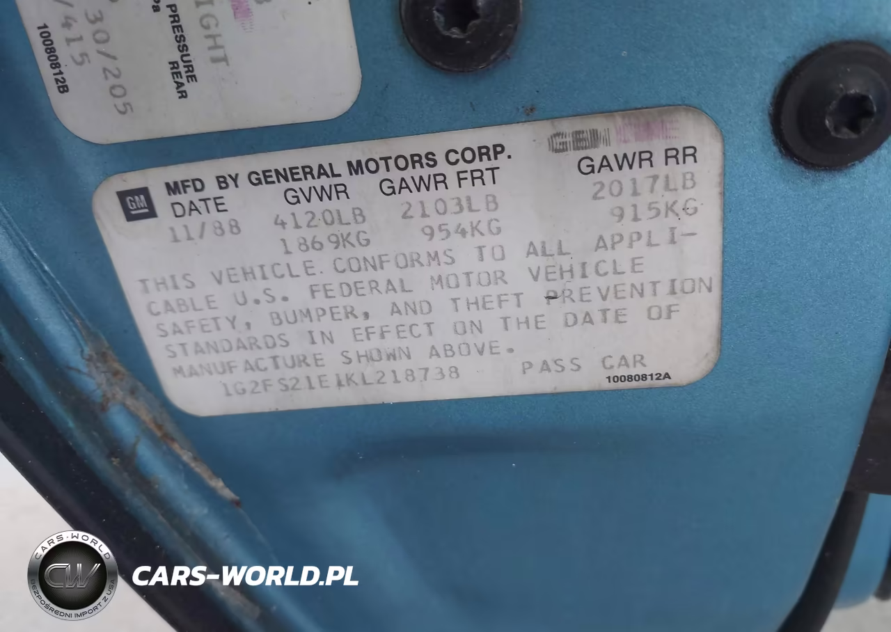 1989 Pontiac Firebird Formula VIN:1G2FS21E1KL218738 - 9