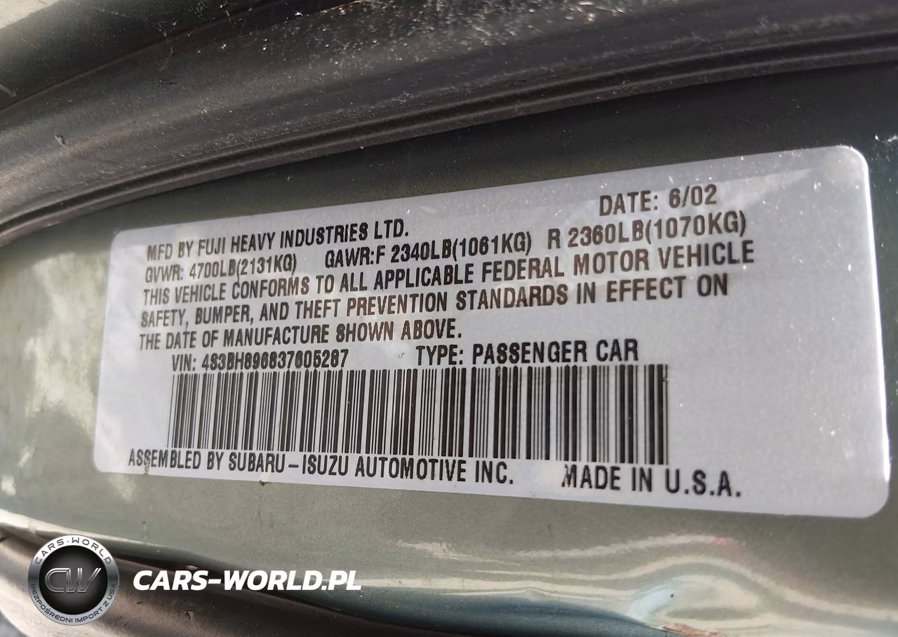 2003 Subaru Outback H6-3.0 Vdc VIN:4S3BH896837605287 - 9